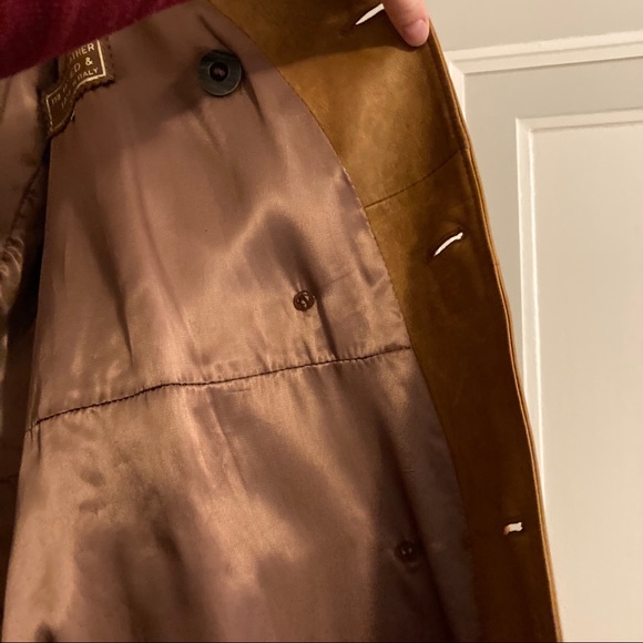 VTG Men’s Leather Double Breasted Trench Coat - Picture 7 of 12